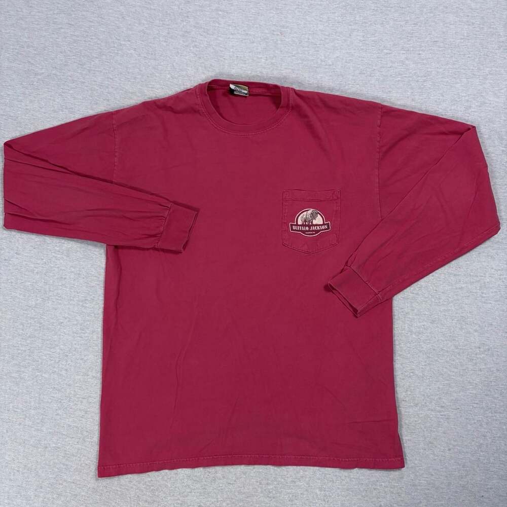 Buffalo Jackson Mountains Long Sleeve Pocket T-Shirt Maroon Men's Size L